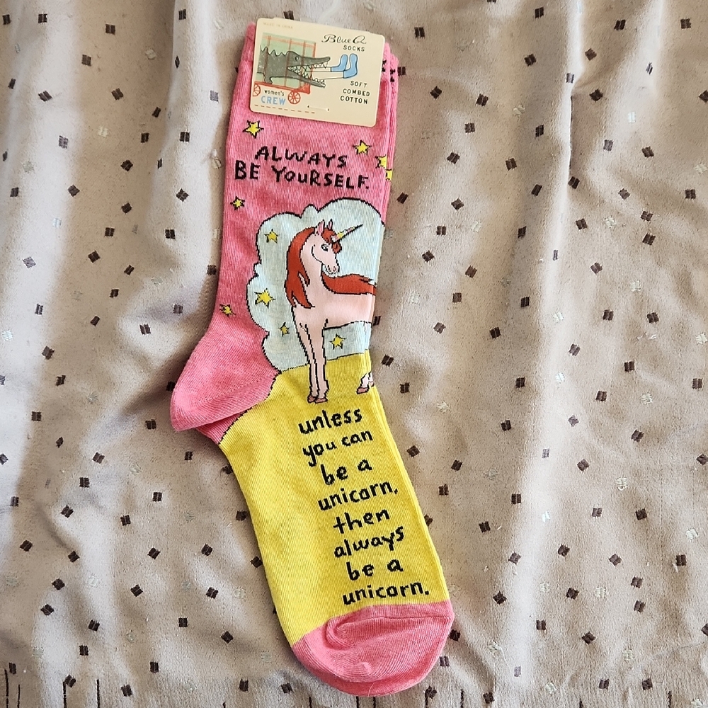 Pink and Yellow Unicorn Socks